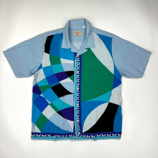 Supreme x Emilio Pucci short sleeve shirt in baby blue from FW21.