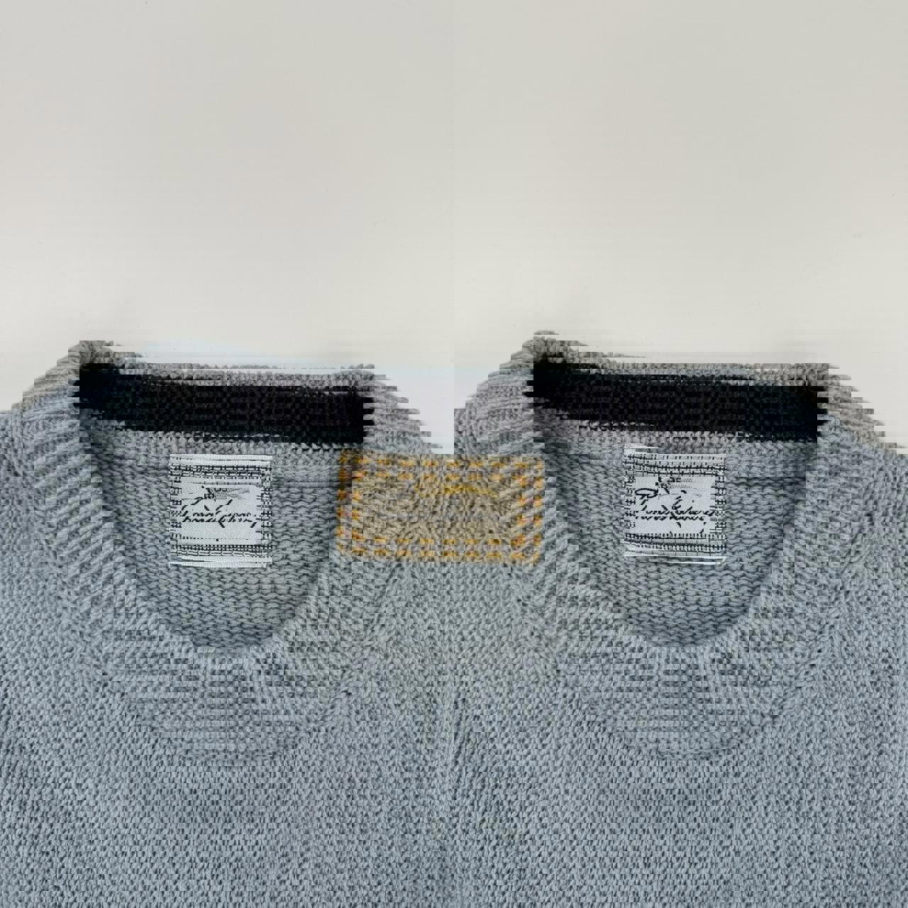 Vintage Burberry knitted jumper in baby blue with navy embroidered logo.