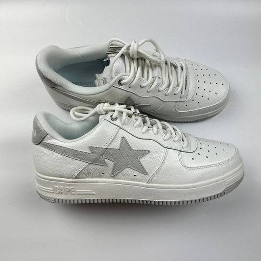 BAPE x JJJJound Bapesta sneakers in grey and white.